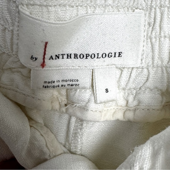 Anthropologie Oceanside wide leg cropped pants cream Small beachy coastal boho - Picture 9 of 15